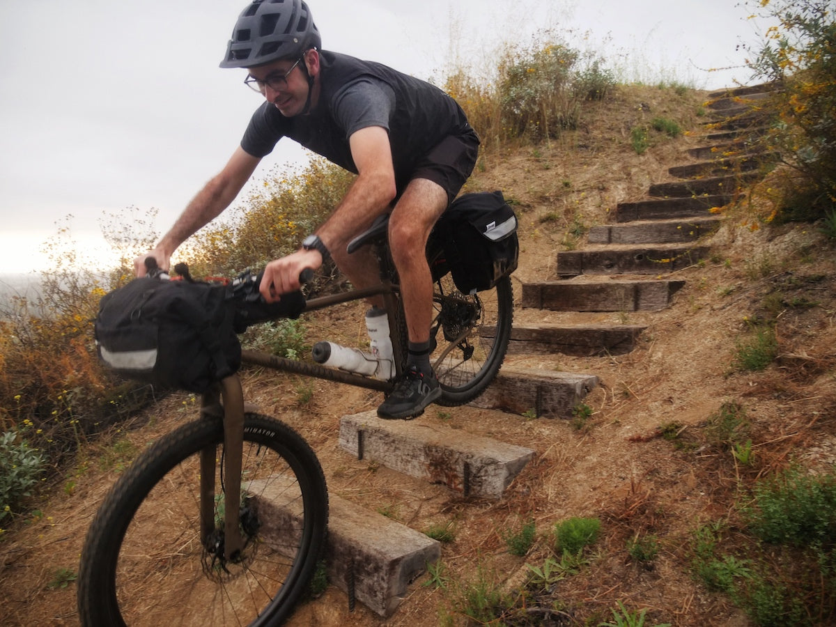 Bike Packing Panniers in Black Cordura